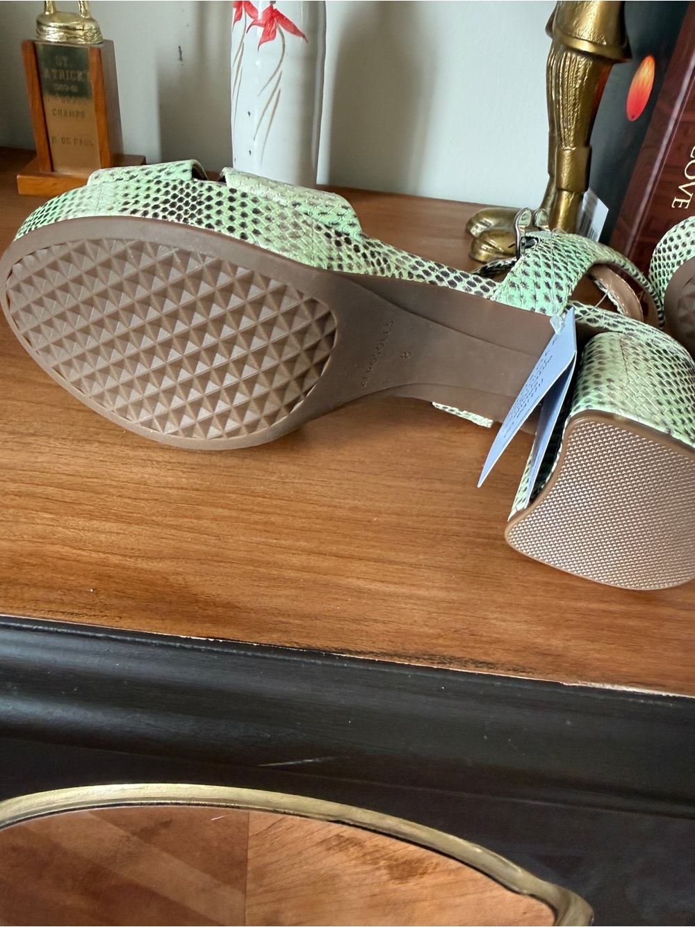 AEROSOLES Cosmos Sandal - Green Snake-Print NWOB - Picture 5 of 6